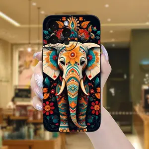 Vintage Elephant Pattern Phone Case, Decorative Phone Protector Cover, Phone Accessories Compatible with iPhone17 16 15 14 13 12 11 Plus Pro Max