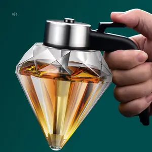 8oz GLASS Honey Dispenser with Stand - Honeycomb，Diamond Shaped Glass Honey Dispenser and Syrup Dispenser