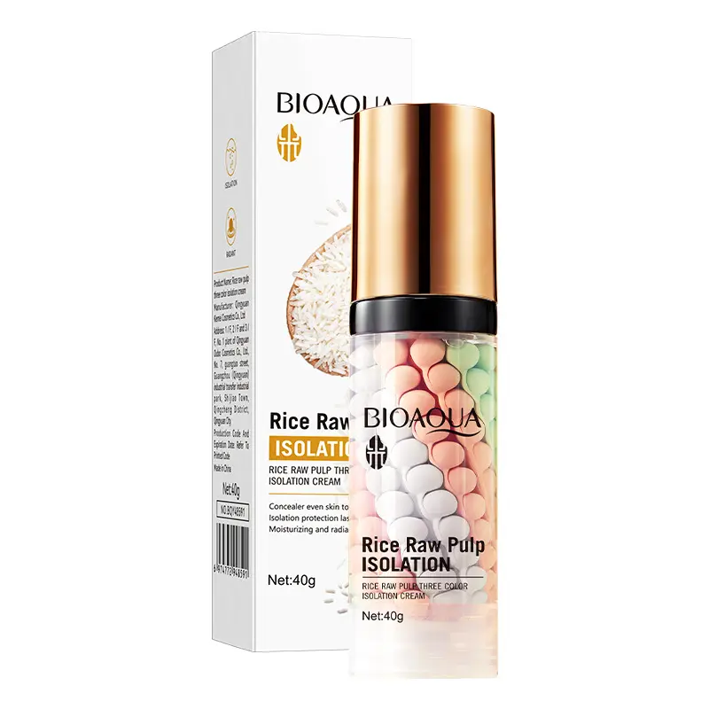 BIOAQUA 3-Color Correcting Primer with Rice Raw Pulp, Moisturizing Makeup Base for Even Skin Tone and a Glowing Makeup Look, 40g, Moisturize, Radiant, Makeup Routine