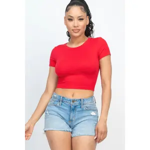 Short Sleeve Roundneck Crop Top