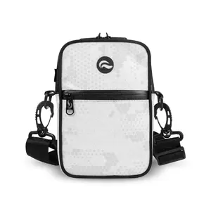 Slide W/Lock Atomic White Camo 100% Smell Proof Tecnology Compact Crossbody Bag with Secure Lock Feature