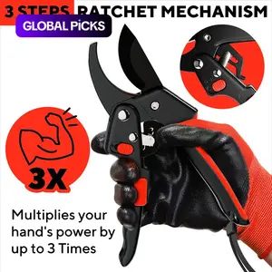 Advanced Gardening Shears, Garden Anvil Trimmer, Triple Ease Garden Work, Ratchet Design, Perfect for Arthritis Patients or Weak Hand Users, Cutting Capacity S