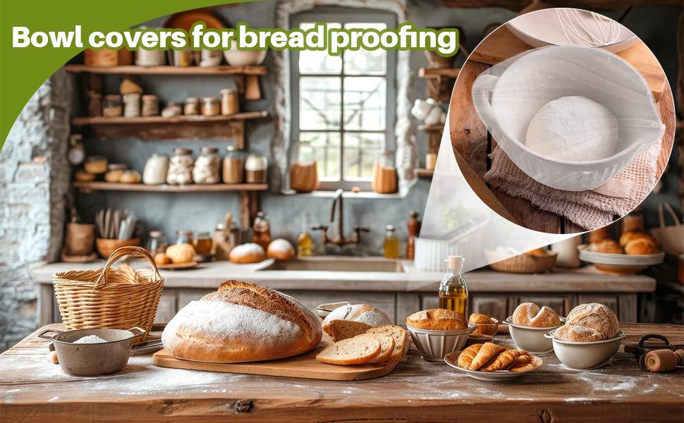 100 Bowl Covers Bread Proofing - Extra Large Plastic Wrap for Food Sourdough Bread Baking Rising Elastic Reusable Plate Covers Outdoor Food Fresh Keeping Bags Shower Cap Hair Deep Conditioning