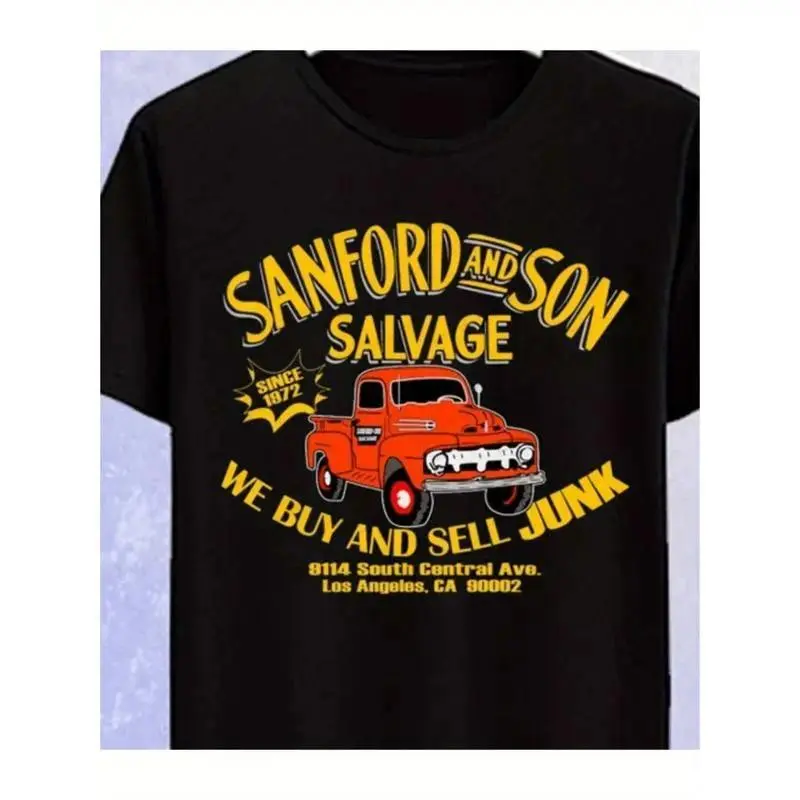 Men's Retro Graphic T-Shirt with Sanford and Son Salvage Print, Soft 100% Cotton Fabric with Short Sleeves, Top, Shortsleeve, Hem, Crewneck, Classic, Menswear, Round Neck, Casual, Siblings, Mother's Day