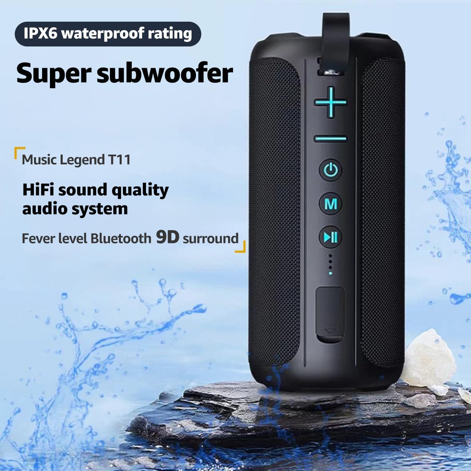 ZZA Portable Wireless Speaker - 24W Powerful 360° Sound Loud Bass, 1600mAh Battery, IPX6 Ultra-Portable Waterproof Shockproof, TWS Stereo Bluetooth Loudspeaker System for Outdoor Beach, Wireless Speakers, Loud Bass Speakers