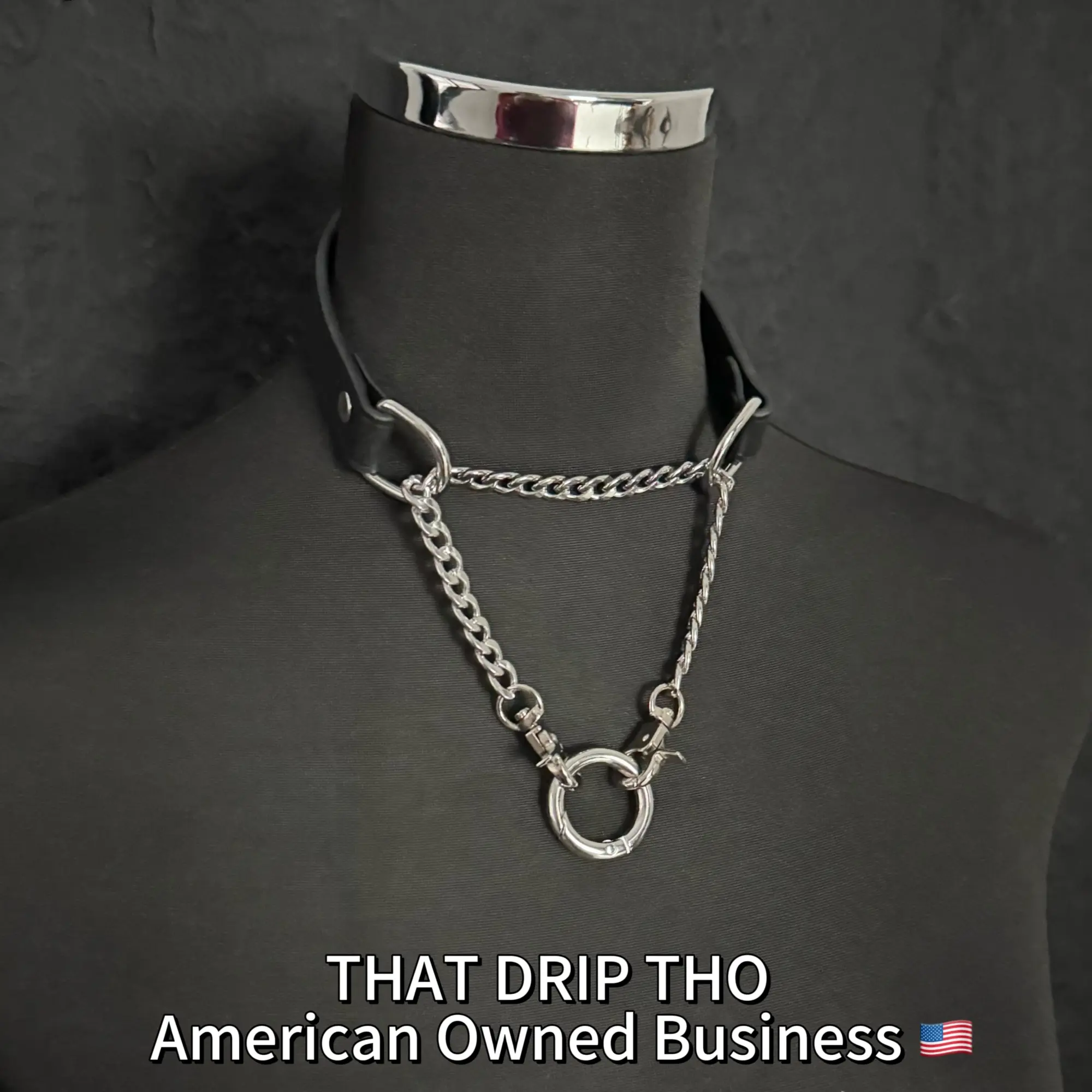 ThatDripTho Versatile Leather Choker Necklace with Rings for Men & Women, Gothic Punk Fashion Jewelry for GF, BF, Party, Daily Wear, Durable Chain Design, Alternative Style Accessory for Birthday Gifts, Valentine’s Day