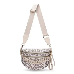Nylon waterproof crossbody bag; multifunctional large-capacity wallet; adjustable wide shoulder strap + chain accessory; shell-shaped handbag; women’s leopard-print shoulder bag; portable outdoor backpack; vintage multi-layer zippered closure; waist/hip b