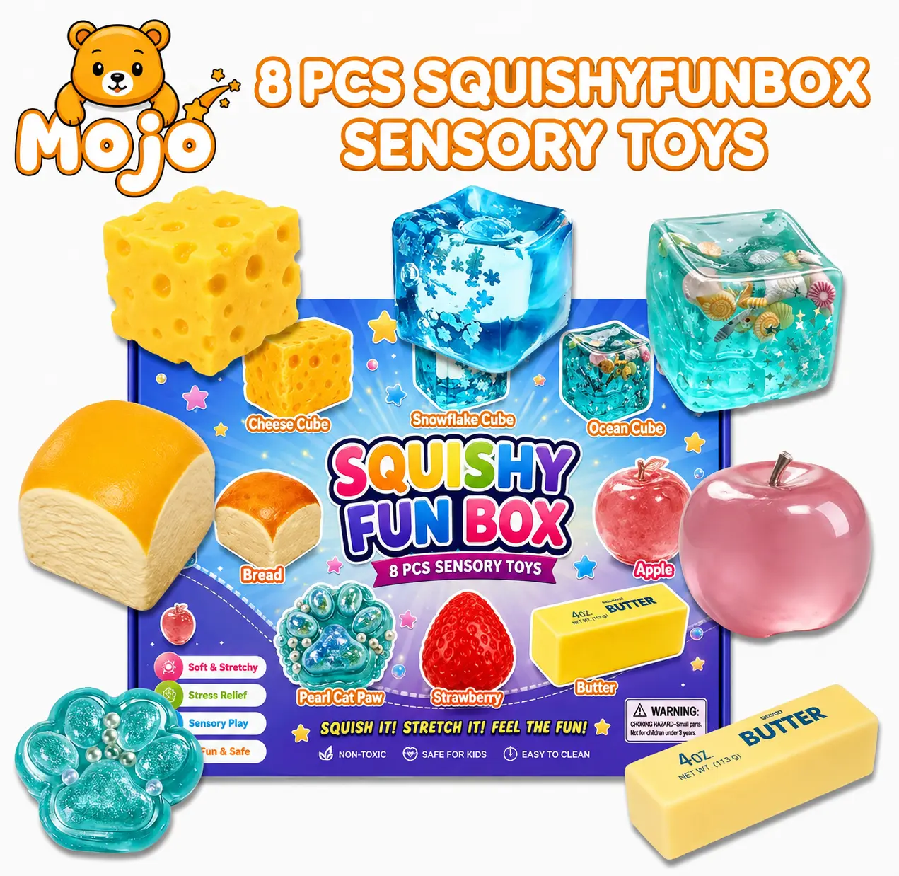 8-Pcs Squishies Pack,  Cute Animal Shapes Squishy Stress Balls, Soft Squeeze Malt Sugar Slow-Rebound Fidget Sensory Toy, Party Favor & Holiday Gift for Festive Supplies, Creative Slow-Return Squishy, Kids Stuff,