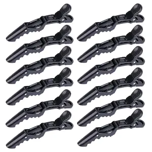 12 count Hair clips for Styling - Wide  & Double-Hinged Design -  Styling Sectioning Clips of Professional Hair Salon Quality (Black without Logo)