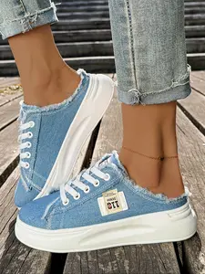 Women's Thick Sole Casual Shoes, Trainer, Lace-Up Sport Board Shoes, All-Season Wear, Versatile and Comfortable, Perfect for Daily Use