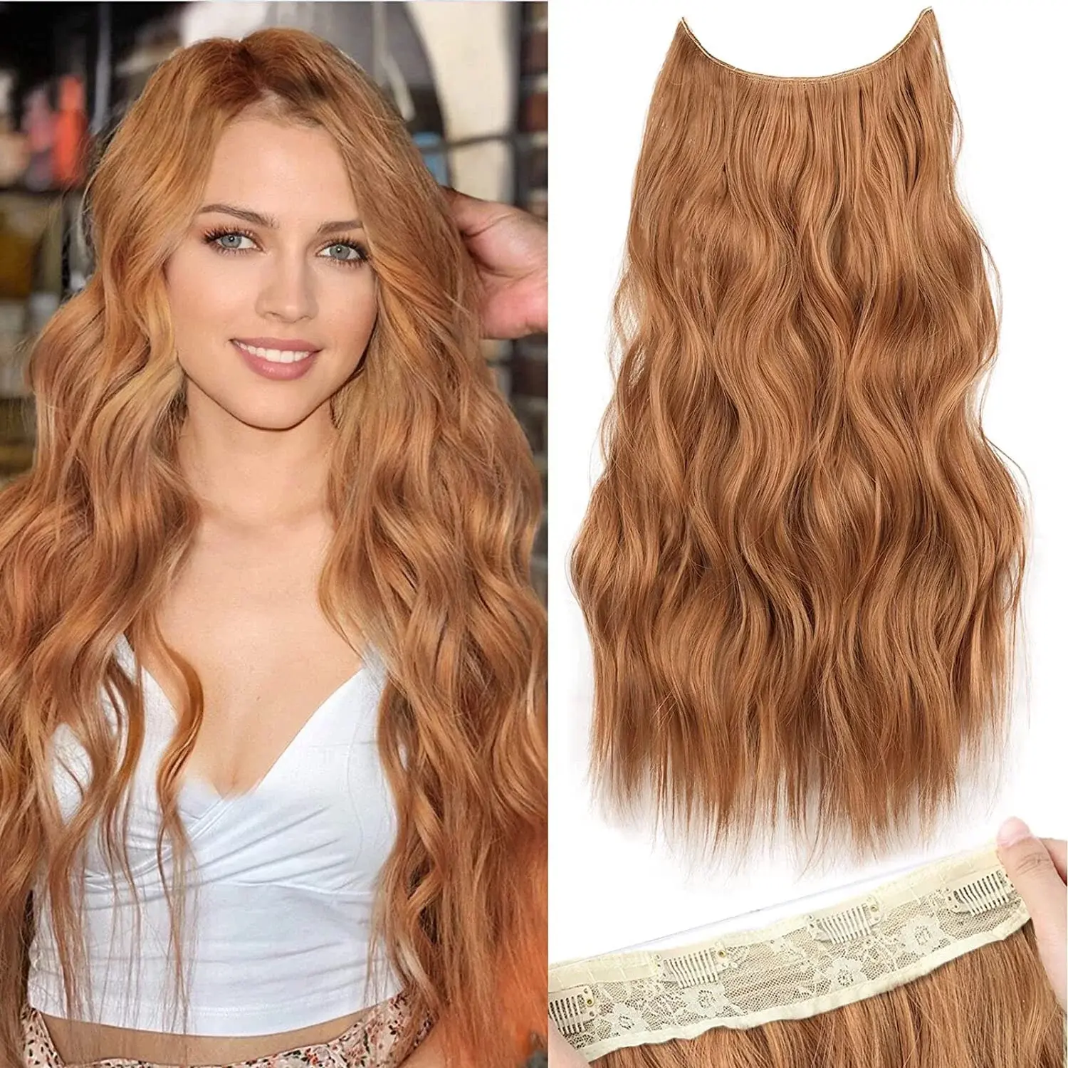 Halo Hair Extensions Invisible Wire Clip on 20、24 Inch