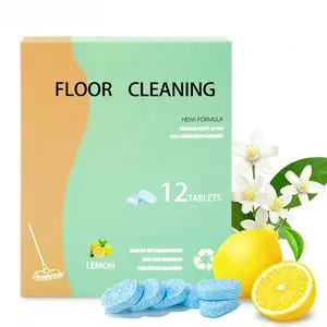 Floor Cleaning Tablets - Safe for Wood Tile Marble Quick Dry No Residue 12 Tablets Lemon Scent