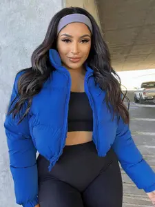 Women's Fall Winter Casual Short Jacket Coat, Thick Kint Fabric Plain Pattern, Style Outerwear for Ladies, Tops