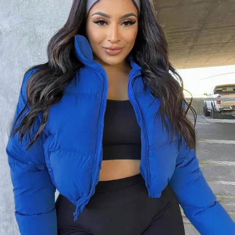 Women's Fall Winter Casual Quilted Puffer Short Jacket Coat, Fall Jackets, Thick Kint Fabric Plain Pattern, Style Outerwear for Ladies, Tops