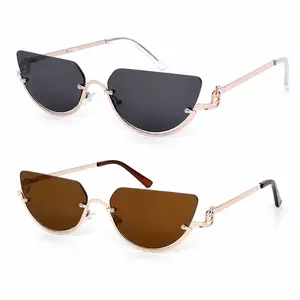New high-end metal temple retro fashion sunglasses with UV resistant irregular shaped mirrors, cool and eye-catching