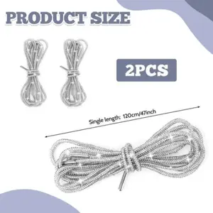 Sparkling Rhinestone Glitter No-Tie Shoelaces with Anchors, 2-Pack 120cm Drawstrings for Sneakers & DIY Fashion Accessories, Footwear Upgrade Rope Strings