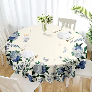 2D Flat Party Tablecloth 1pc, Round Summer Tablecloth, Polyester Kitchen Party Dining Tablecloth, Indoor Outdoor, No Power Required