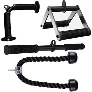 Machine Attachment Set, LAT Pulldown Attachments for Home Gym Equipment, Tricep Pull Down Attachment for Home Gym Accessories, LAT Pull Down Bar and Tricep Rope  Attachment