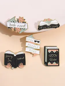 5 Piece Reading Theme Badges, Badge Pins, Creative Book Lover Design, Fun Slogan Backpack Decoration, Unique Gift Set for Book Lovers