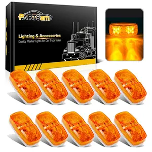 Partsam 10x Double Bubble Bullseye LED Marker Light, [DOT Approved] 2x4 Rectangle Amber 10 LED Tiger Eye Trailer RV Camper Truck Clearance Lights Indicators Surface Mount 12V
