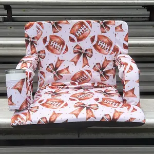 Footballs & Bows 23" Stadium Seat with Armrests