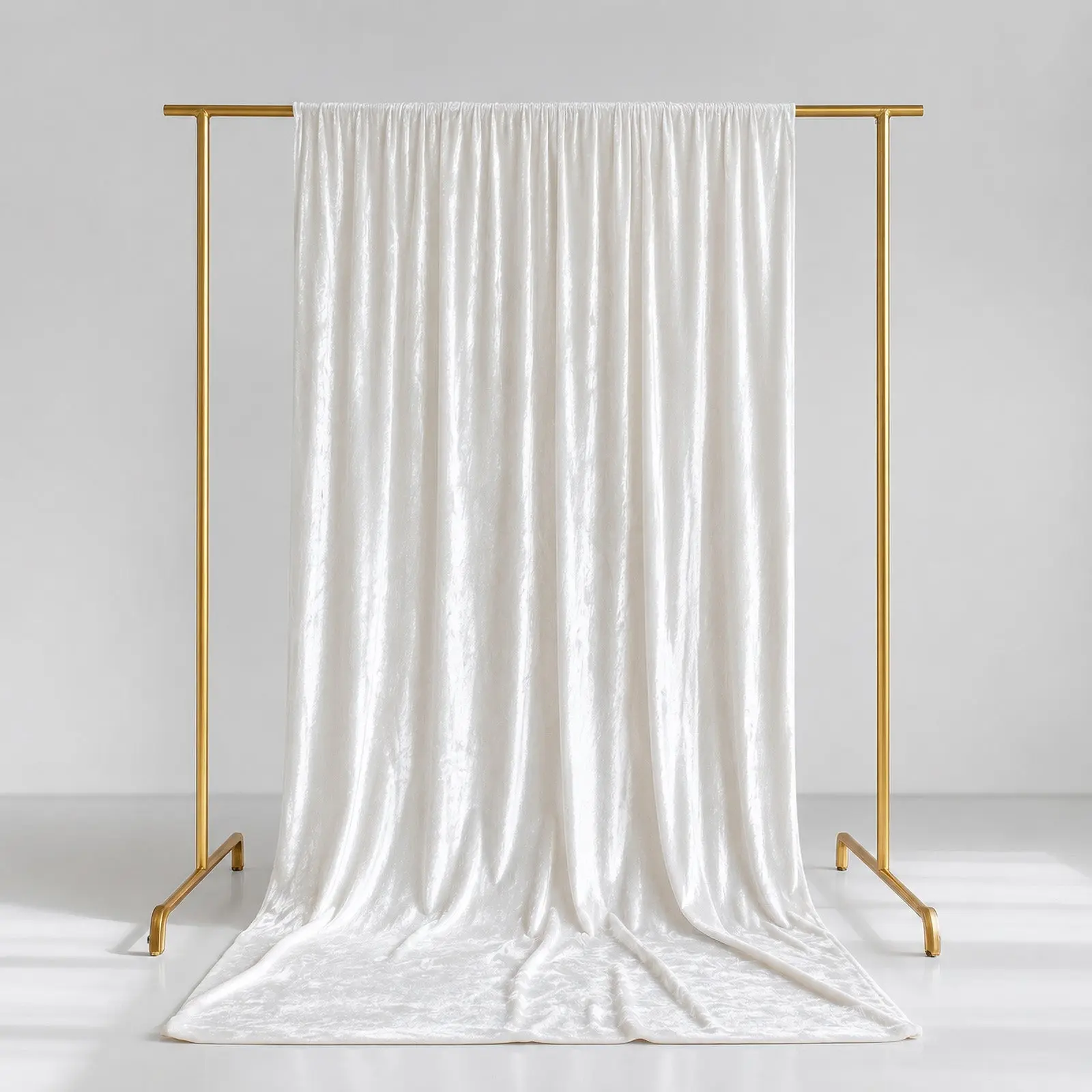 White Crushed Velvet Backdrop Curtain - 5ft x 14ft Event Drape with Rod Pocket, Wedding/Picture/Indoor Privacy Backdrop Wall for Home Party Decorations, Photo Booths, Wedding Backdrop, Picture Backdrop
