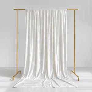 White Crushed Velvet Backdrop Curtain – 5ft x 14ft Event Drape with Rod Pocket, Privacy Panel for Photo Booths & Events