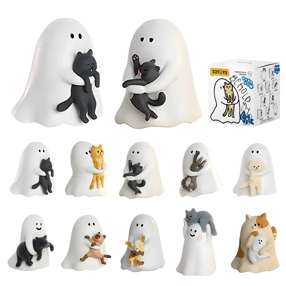 ANGRYFUN Peek My Cat Halloween Blind Box - Glowing Resin PVC Ghost Figurine, Spooky Cute Mini Collectible Decor, Ornaments, Decor Accessories, Miniature Things, 1 Random Mystery Figure, Holiday Gift for Enthusiasts (Ideal for Toy Unboxing)