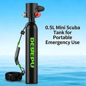 DEDEPU Mini Scuba Tank, 0.5L Scuba Diving Tank for Underwater Breathing, 5 to 10 Minutes Dive Time Portable Diving Tank Snorkeling Air Tank, Emergency Rescue Pony Bottle gear equipment Outdoor