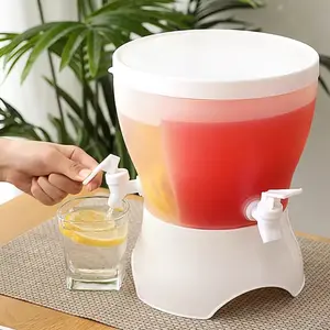 Large Capacity Freestanding Refrigerator Drink Dispenser, Multifunction, Rotating Separated Design Cold Water Beverage Container, Food Grade BPA Free Leak-Proof, Ideal for Parties Home Office Picnic Camping BBQ, Homemade Juice Soda Cold Drinks Daily Use