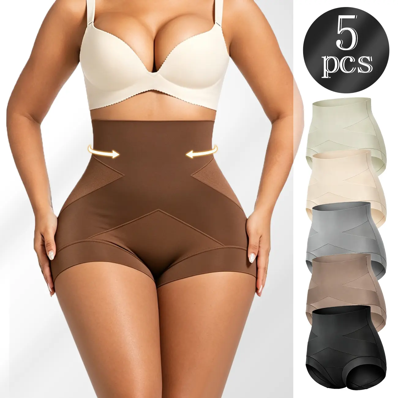 Women’s high-waisted tummy control shapewear bodysuit, butt-lifting shaping shorts, women’s underwear, lightweight breathable womenswear, tummy control waist belt, basic minimalist style, comfortable style, basic women’s underwear Soft Garment corset