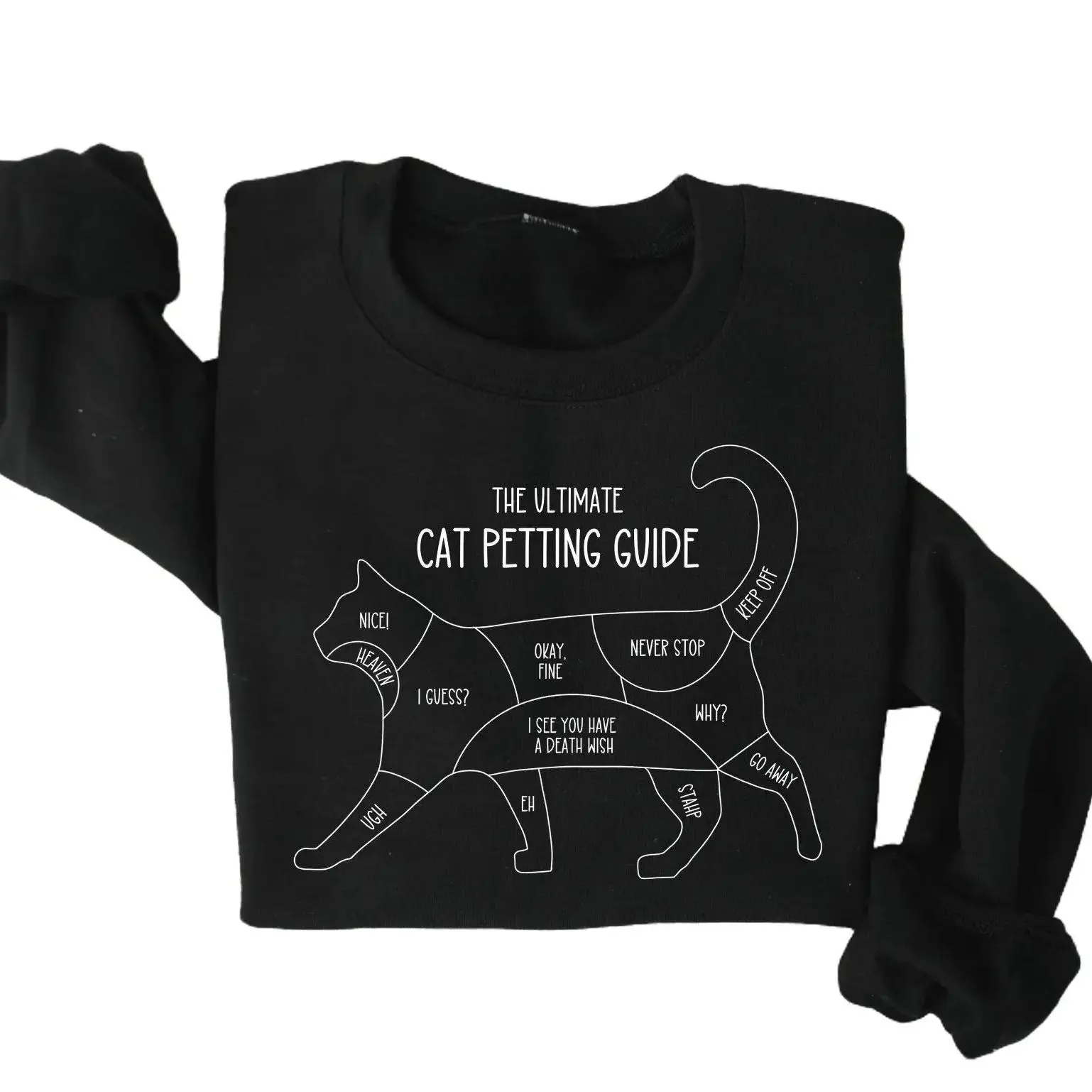 Cat Petting Guide Sweatshirt, Funny Cat Sweater, Cat Lover Sweatshirt, Crazy Cat Lady, Meow, Cat Owner Shirt, Gift for Cat Mom
