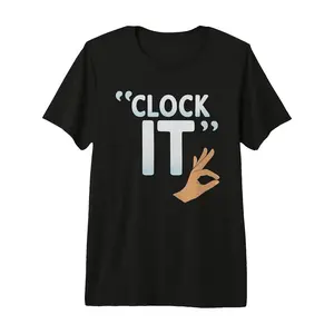 Men's Funny Clock It Meme Sigma Slang Graphic T-Shirt - Viral Slogan Short Sleeve Casual Tee with Pointing Finger Design Tri-Blend Fabric for Gym & Casual Attire All-Season Round Neck Shirt F Same Style for Men and Women 2026 Summer Short-sleeved