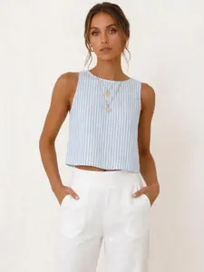 IDEALSANXUN Women's Striped Soft Cotton Crop Tank Top - 2026 Spring Summer Sleeveless Vest, Women's Clothes, Blouses & Outfits Fit Cropped