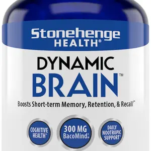 Stonehenge Health Dynamic Brain Supplement – New Formula with BacoMind for Memory Acquisition, Retention, & Recall with 40 Unique Nootropic: Choline, Phosphatidylserine, and Huperzine A
