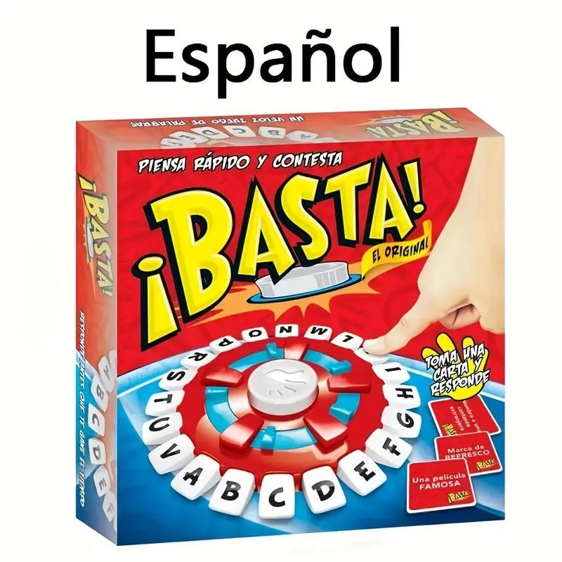Spanish Basta Alphabet Board Game - Fast-Paced Tabletop Boardgame with Alphabet Tiles, Easy Setup, Engaging Design, Language Skill Enhancement, Family Bonding Time Boredom Buster for Adults & Kids