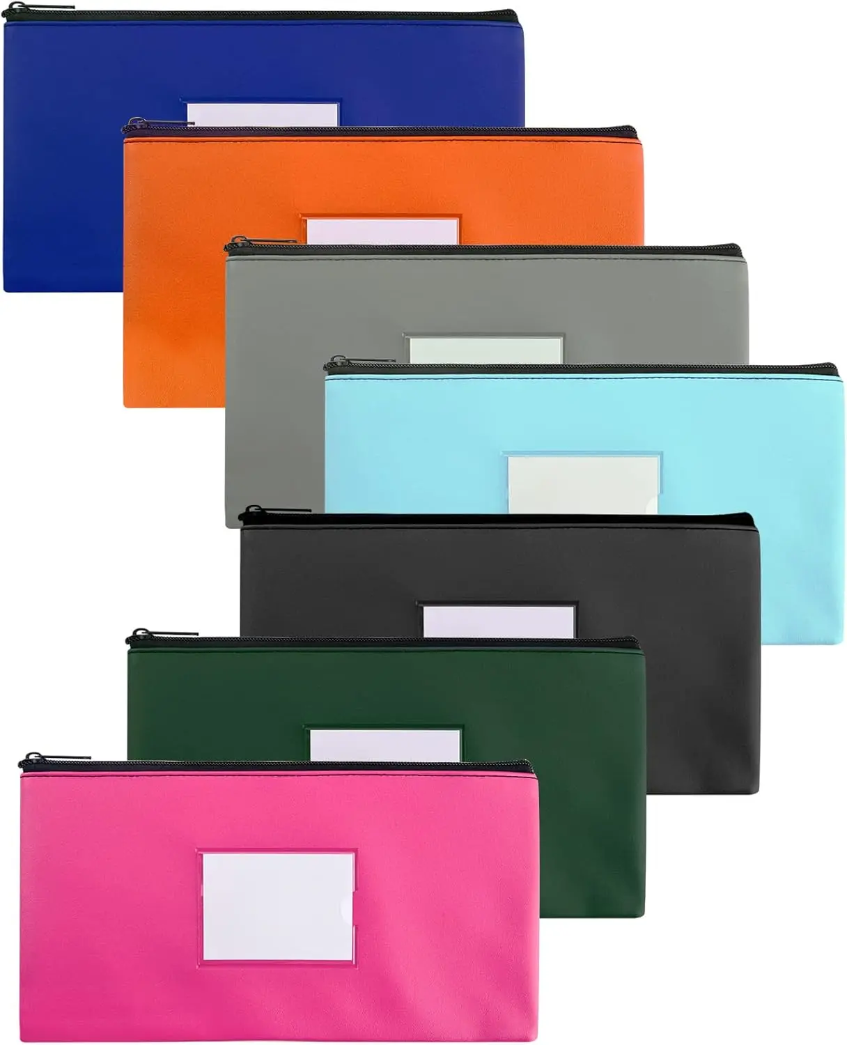 7PCS Bank Money Bag for Cash, 11.25" x 6.25" Deposit Money Pouch with Zipper, Server Leatherette Cash Bag, Cash Pouches with Zipper, Cash Register Bag ﻿
