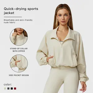 Women's sports running yoga fitness zipper short sleeved sportswear daily sportswear fast drying hooded sweatshirt breathable sports top loose casual exerciseRAIMENTRY