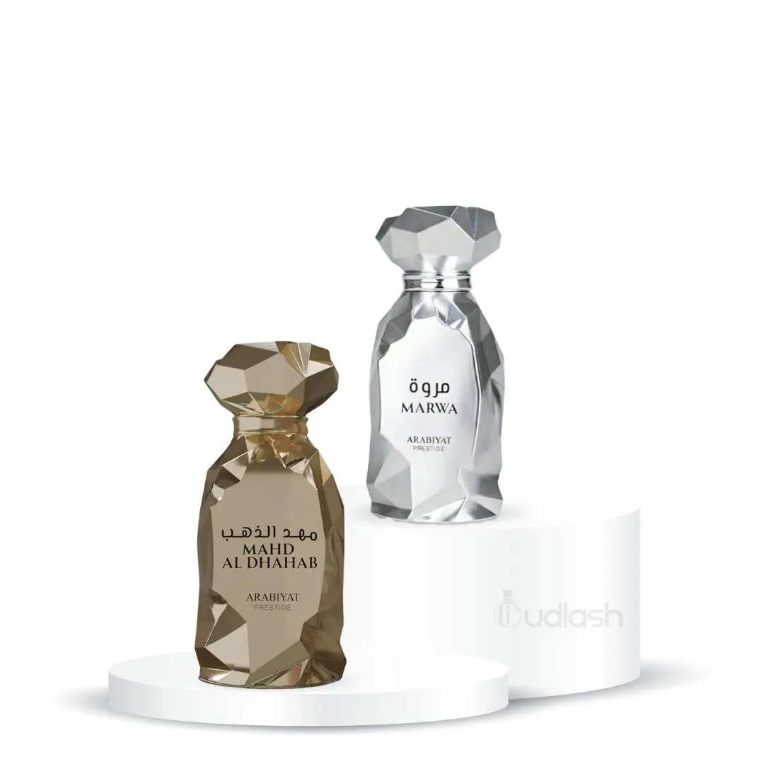 Oudlash Bundle | Arabiyat Prestige Marwa + Mahd Al Dhahab | Unisex Fragrances | 100 ML | Eau De Parfum | Grape Fruit, Bergamot, Vanilla