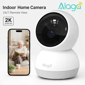 【Alaga AI 2K 2.4G/5G WiFi6 Security Camera】3MP CCTV Indoor Monitor 360° PanTilt, Human Detection, Dual-Band, With Alexa