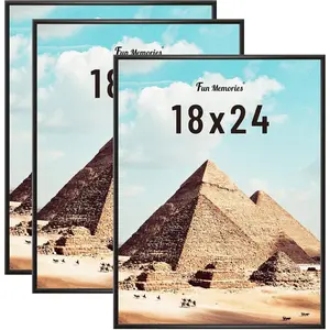 16x24 Poster Frame for Photo, Posters & Art Prints, Horizontal or Vertical Wall Mounting Scratch-Proof Wall Gallery Photo Frame (Black, 3 Pack) Decor
