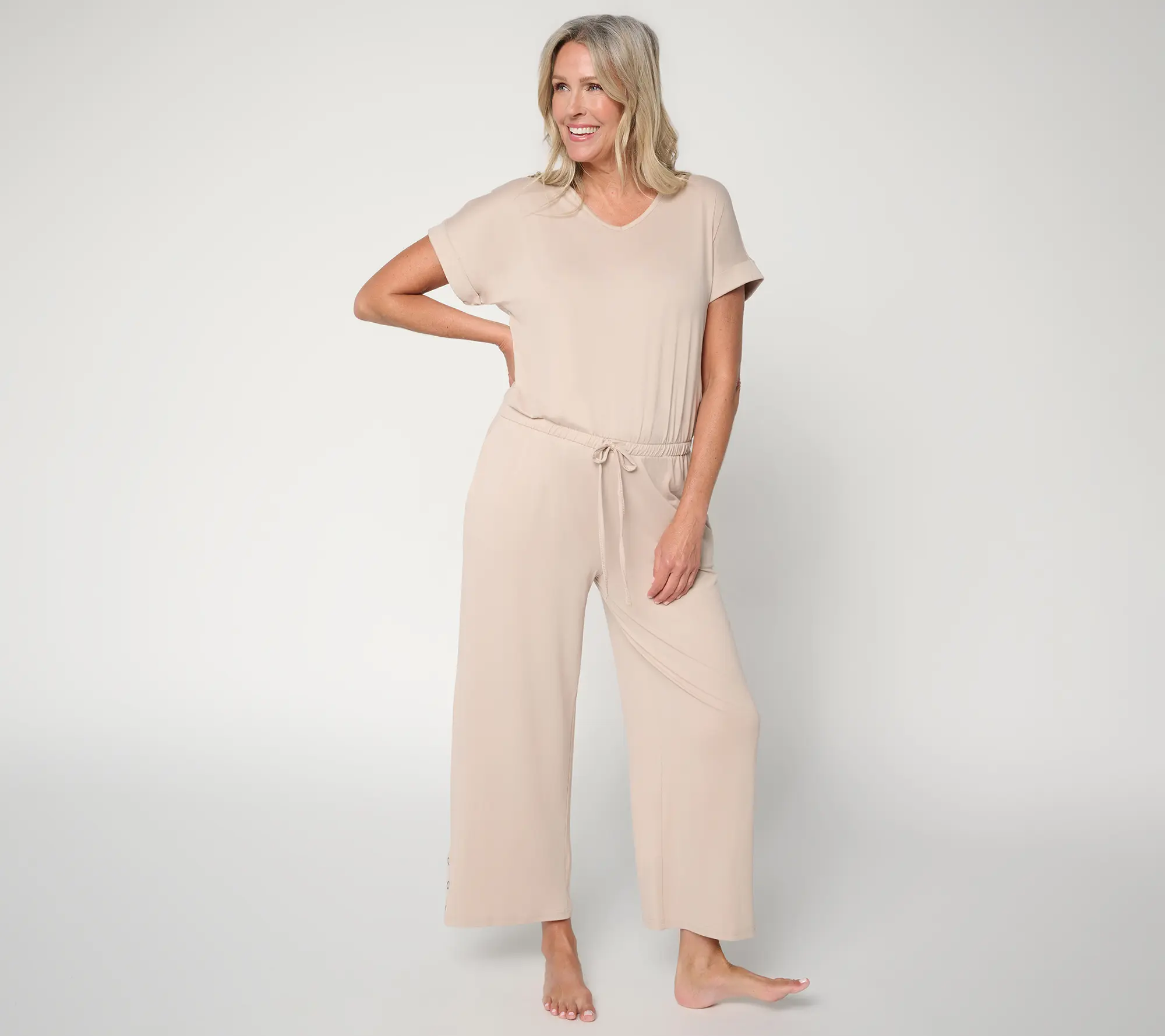 MUK LUKS Petite Dolman Sleeve Cropped Pant Jumpsuit