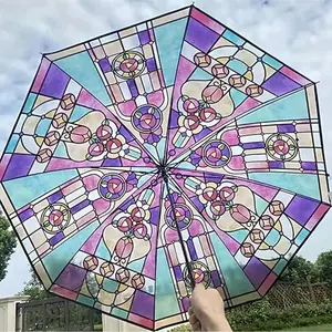 Transparent Vintage Auto-Folding Sun Umbrella, Cute Aesthetic Design, Compact Unique Style, Automatic Open-Close, Daily Use