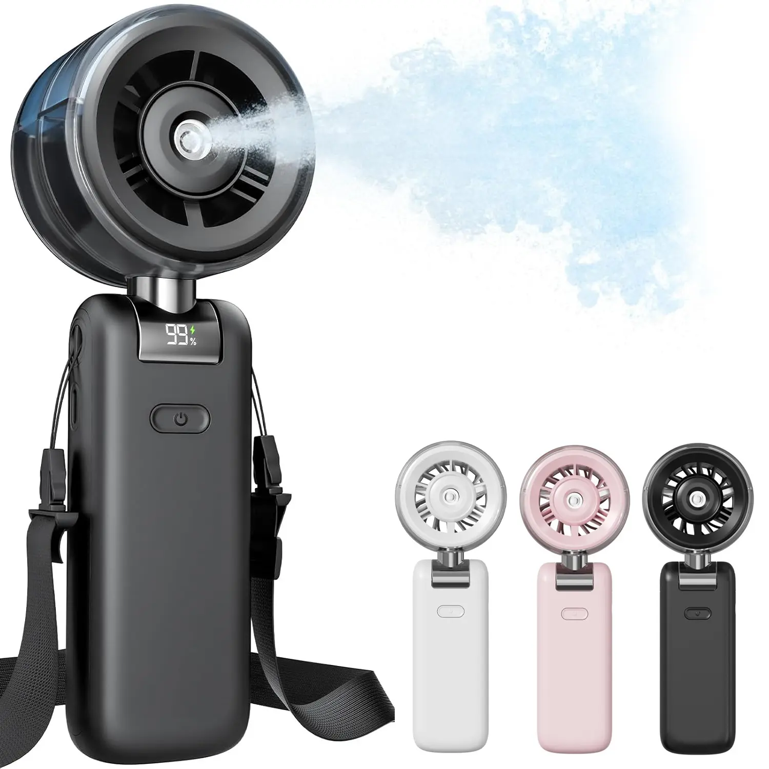 Handheld Misting Fan, Portable Turbo Fan With Cool Mist Spray, 4000mAh Rechargeable Personal Fan With 5 Speeds, Foldable Water Mister for Travel Beach Camping Office – Summer Essential Gift for Women