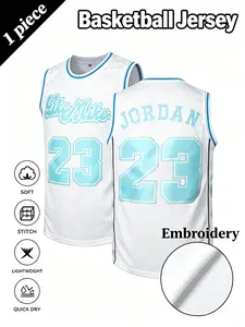 Men's Basketball Jersey No. 23 Vintage Embroidered Breathable Training Uniform Sleeveless Top Blue S-Xxxl Embroidered Basketball Jerseys Breathable Tops