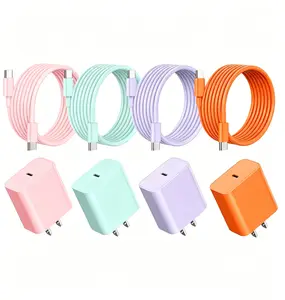 20W Type-C Fast Charging Colorful Charger Set, includes a 10-foot extra-long, durable Type-C data cable; Compatible for iPhone 17/17 Pro Max/16/16 Pro Max/15/15 Pro/iPad and Samsung Ultra26/S25+/S25/S24/S23/S23+/S22/S22+/S21 Ultra/S20