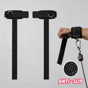 2 in 1 Lifting Straps D Ring Silicone Grip Padded Wrist Support for Deadlifts Cable Machines gym accessories