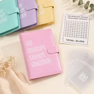 100 Envelopes Challenge Binder, 100 Envelopes Money Saving Challenge, A5 Money Saving Budget Binder with Cash Envelopes to Save $5,050 Budget Planner (Pink)