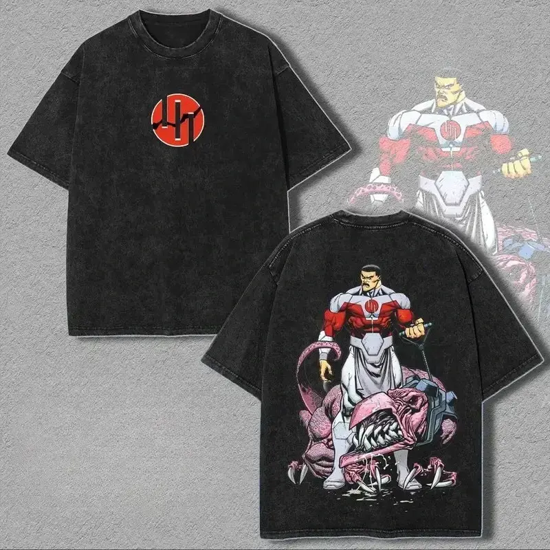 2026 Hot New Invincible Grand Regent Thragg Graphic Tee, 100% Premium Washed Cotton Unisex Oversized T-Shirt, Retro Y2K Vintage Harajuku Streetwear, Casual Crew Neck Short Sleeve Fashion Top for Men Women Summer Daily Street Casual Wear