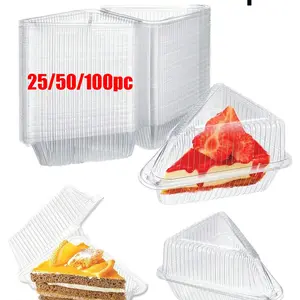25/50/100pcs Disposable Plastic Cake Boxes, Transparent Individual Cake Containers, Suitable for Muffins, Desserts, Weddings, Party Favors